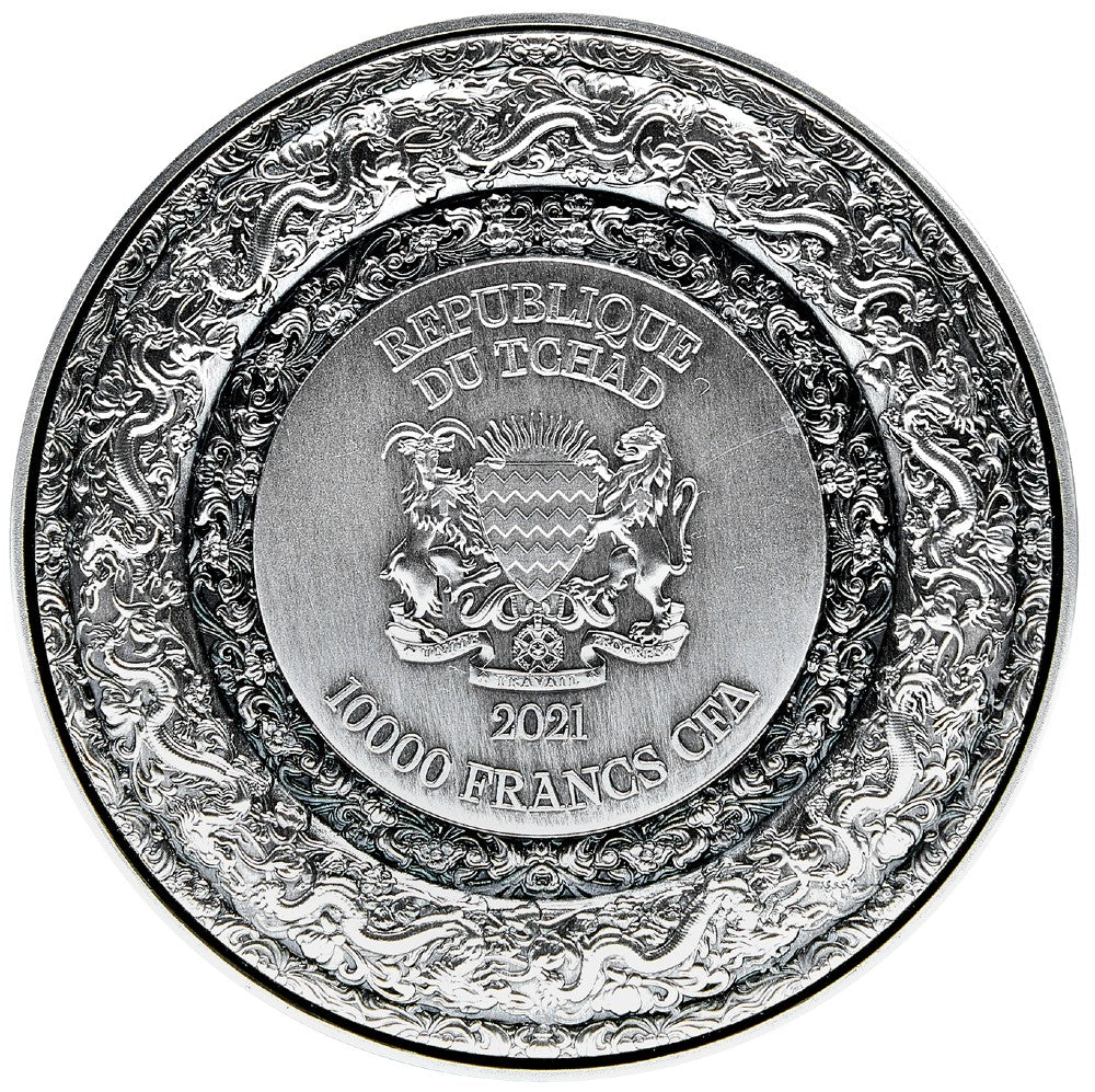 FORBIDDEN DRAGON 1 Oz Silver Coin 5000 Francs Chad 2023