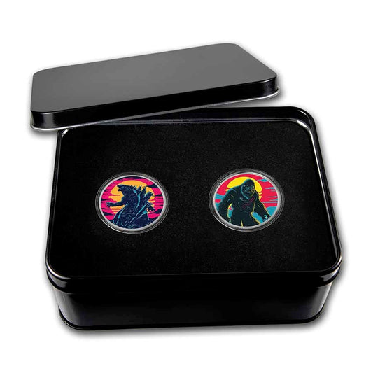 2021 Niue 1 oz Silver Colorized Godzilla vs. Kong 2-Coin Se