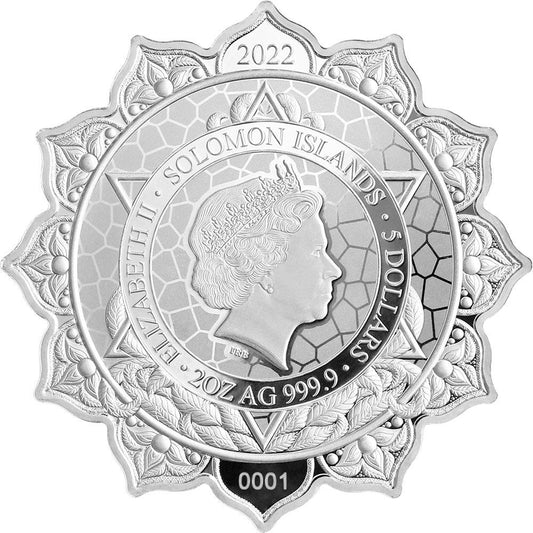 ANTELOPE OF THE 4TH CHAKRA PHIL LEWIS 2022 2 OZ FINE SILVER COLORED COIN – SOLOMON ISLANDS – PAMP SUISSE