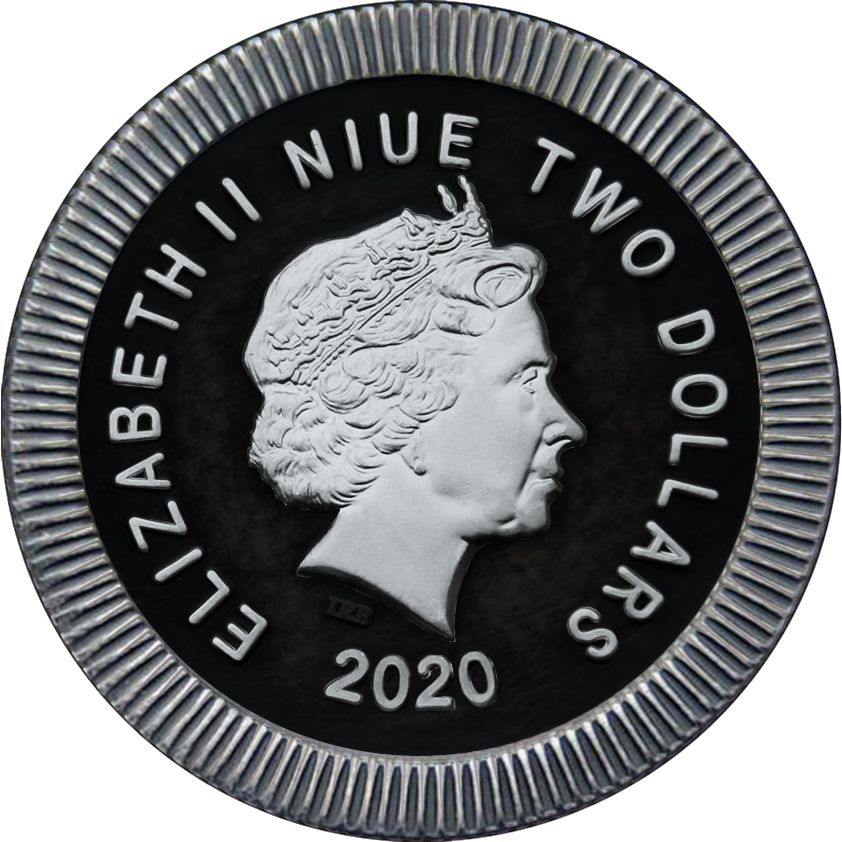 Niue 2020 $2 Athenian Owl - Ruthenium Holo - 1 Oz Silver Coin + Swarovski Crystals
