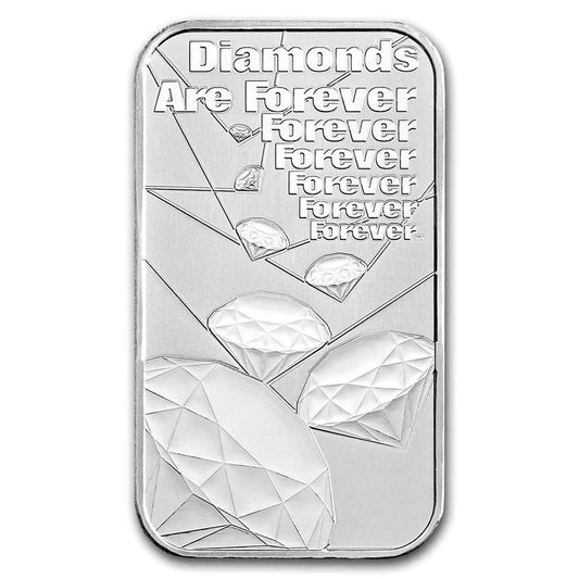 Great Britain 1 oz Silver Bar: James Bond, Diamonds Are Forever