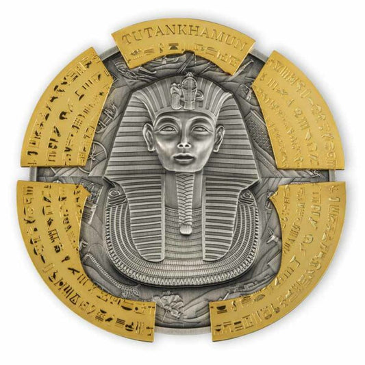 2022 Djibouti 1/2 Kilogram Tutankhamun Puzzle Gold Plated Antique Finish Silver Coin