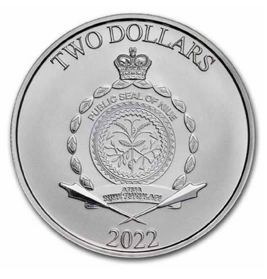 2022 Niue 1 oz Silver $2 Star Wars: Grogu "Baby Yoda"