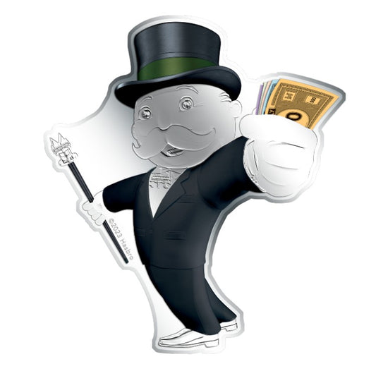 2023 Mr Monopoly 3oz Fine Silver Shape Coin - Proof-Like - Samoa