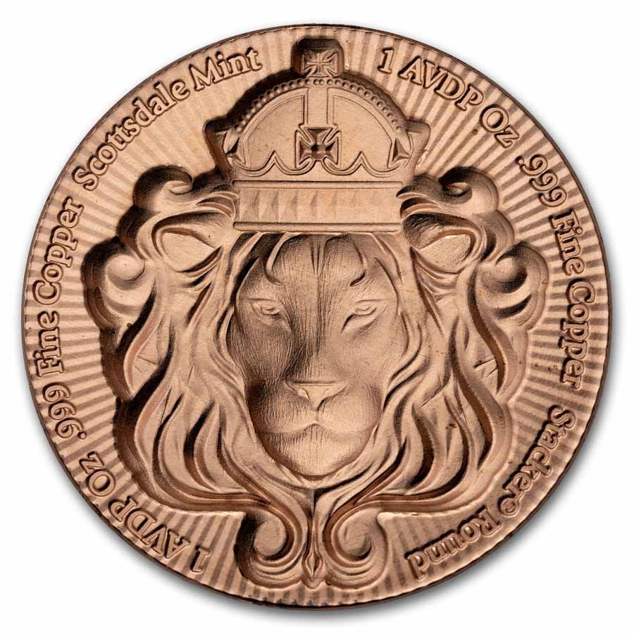 1 oz Copper Round - Scottsdale Lion Stacker