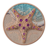 1 Oz Silver Coin 2021 Cook Islands $1 Sea Star Beach Pink Gold Star Crystals
