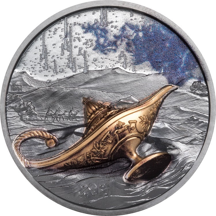 MAGICAL LAMP 1001 Nights 1 Oz Silver Coin 5$ Palau 2021