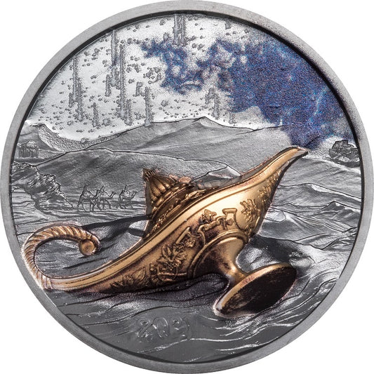 MAGICAL LAMP 1001 Nights 1 Oz Silver Coin 5$ Palau 2021