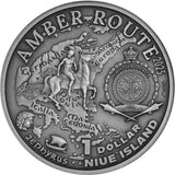 AMBER ROUTE SLOVENIA 2025 $1 Pure Silver Antique Finish Coin – Niue – Mint of Poland