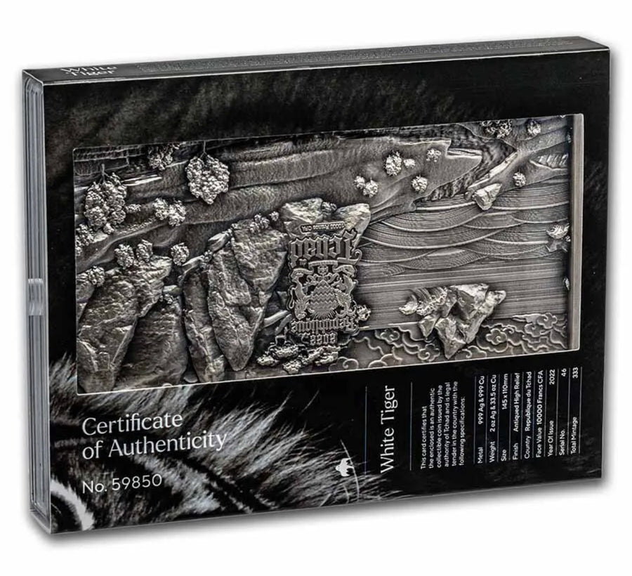 2022 Rep.of Chad 2 oz Silver The White Tiger