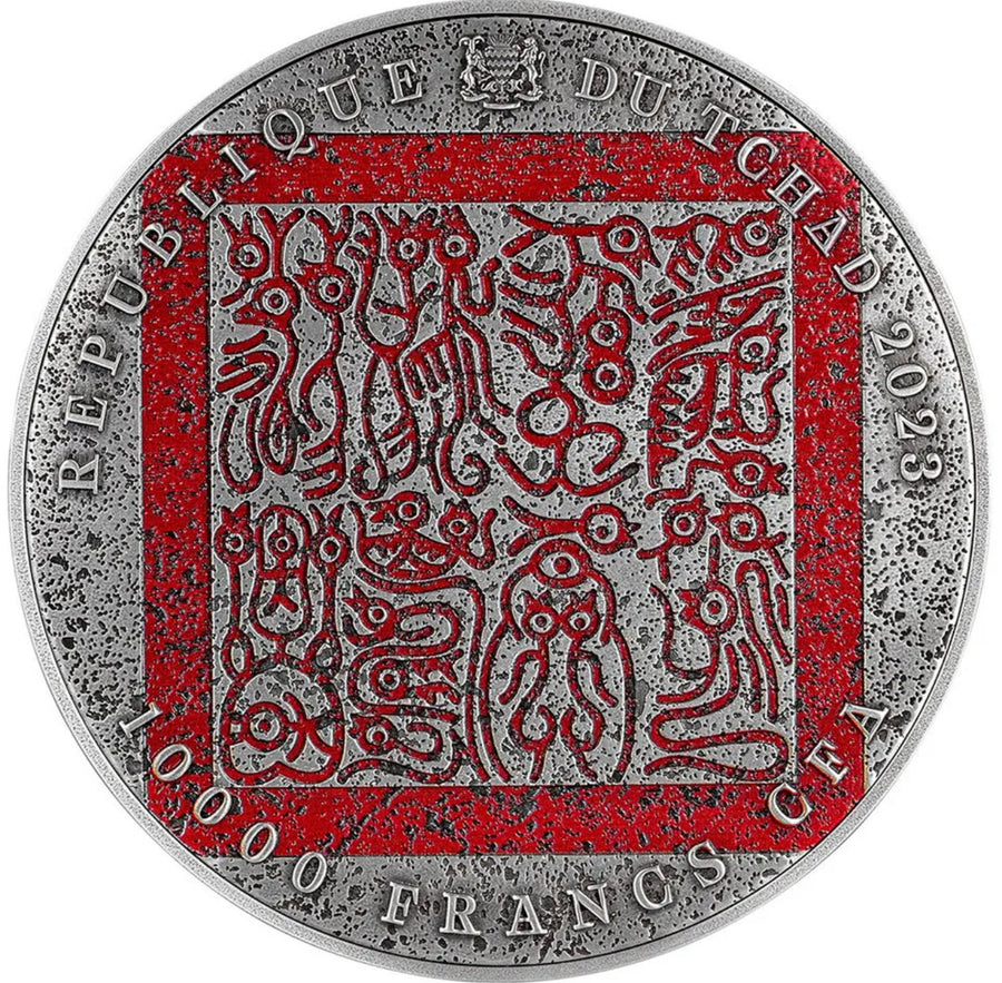 2023 13.5 oz Antique Republic of Chad Bi-Metal Guan Yu Slays Hua Xiong Coin