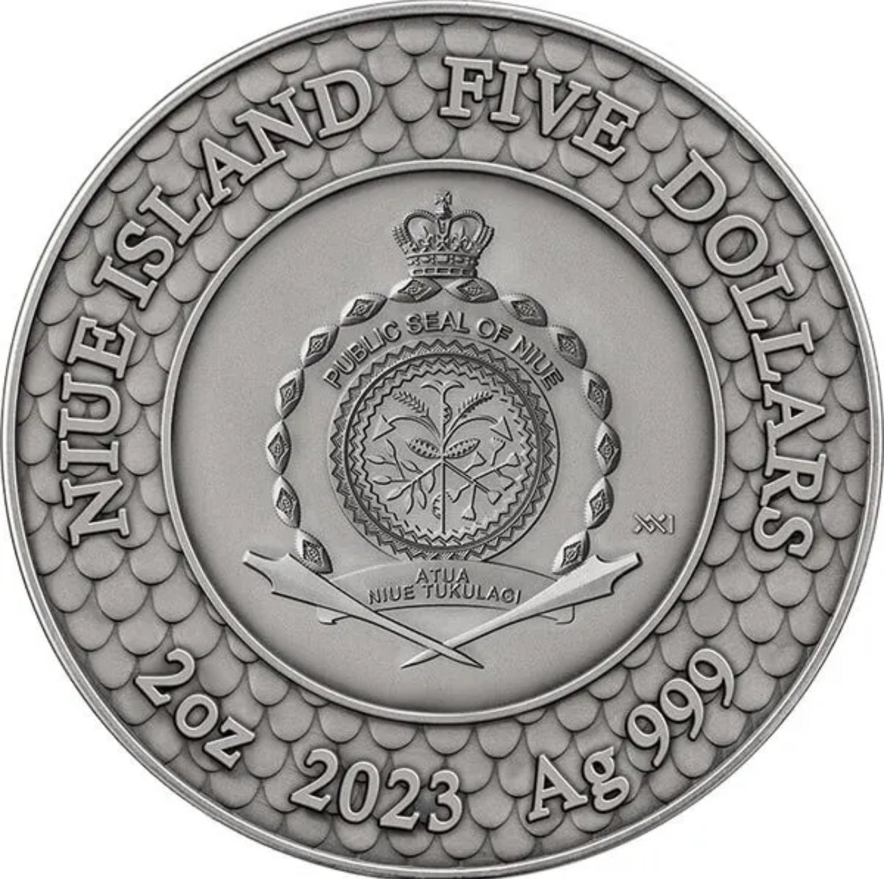 Niue Island 2 oz BLACK PEARL and DRAGON series DIVINE PEARLS $5 Silver Coin 2023