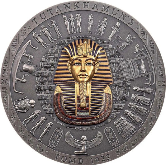 TUTANKHAMUN TOMB Archeology Symbolism 3 Oz Silver Coin 20$ Cook Islands 2022