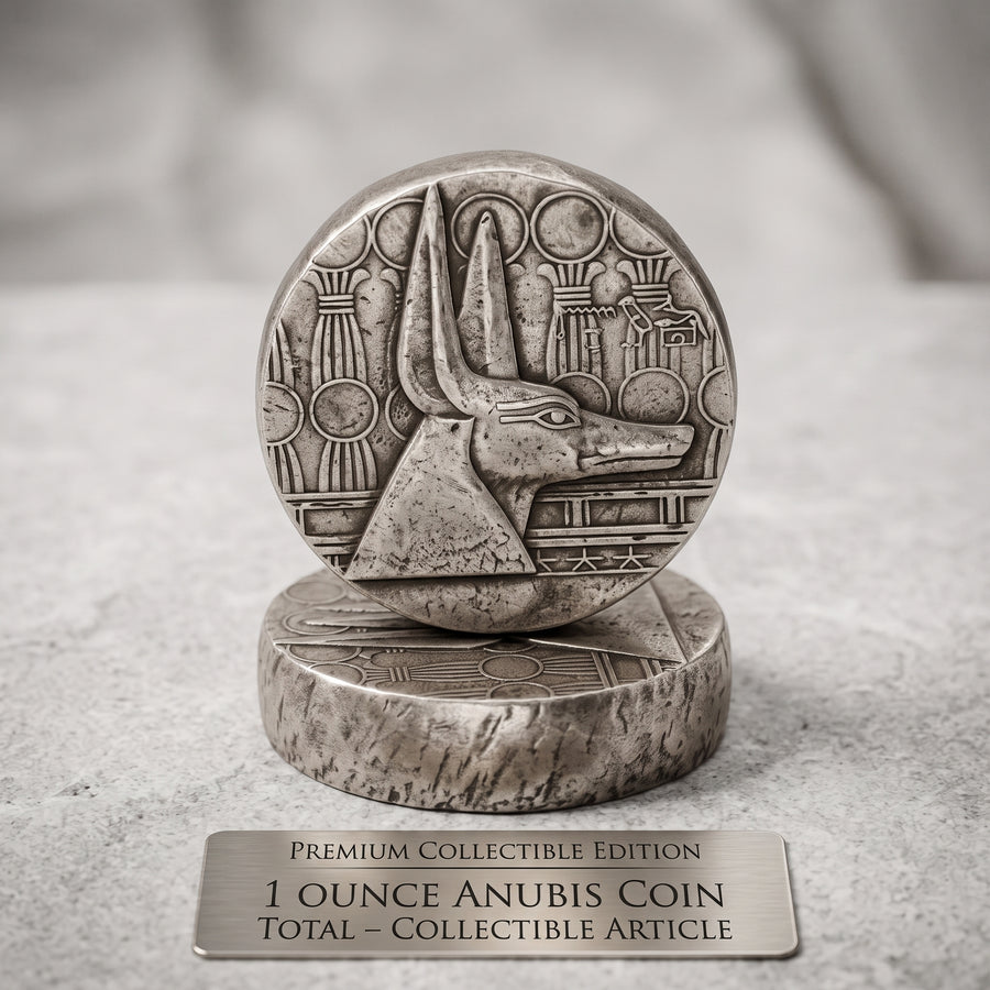 2021 ERS Anubis 5 oz Antiqued Silver Coin | Egyptian Relic Series