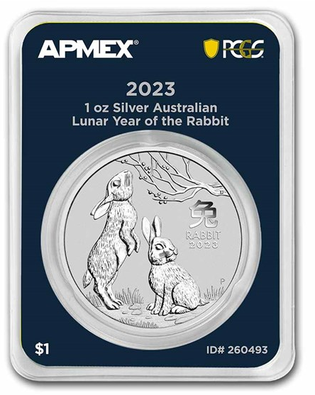 2023 Australia 1 oz Silver Lunar Rabbit (MD Premier + PCGS FirstStrike®)