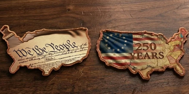 2026 10oz .999 Colorized Copper USA Flag Shaped 250 Year Bar