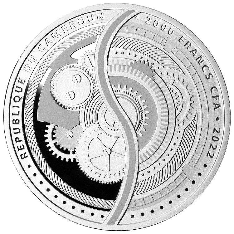 WHEELS OF TIME 2022 2 OZ PURE SILVER PROOF COIN WITH 2 WHEEL INSERTS – CAMEROON – MINT OF POLAND