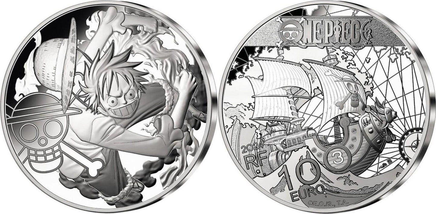 LUFFY AND THE THOUSAND SUNNY One Piece Silver Coin 10€ Euro France 2024