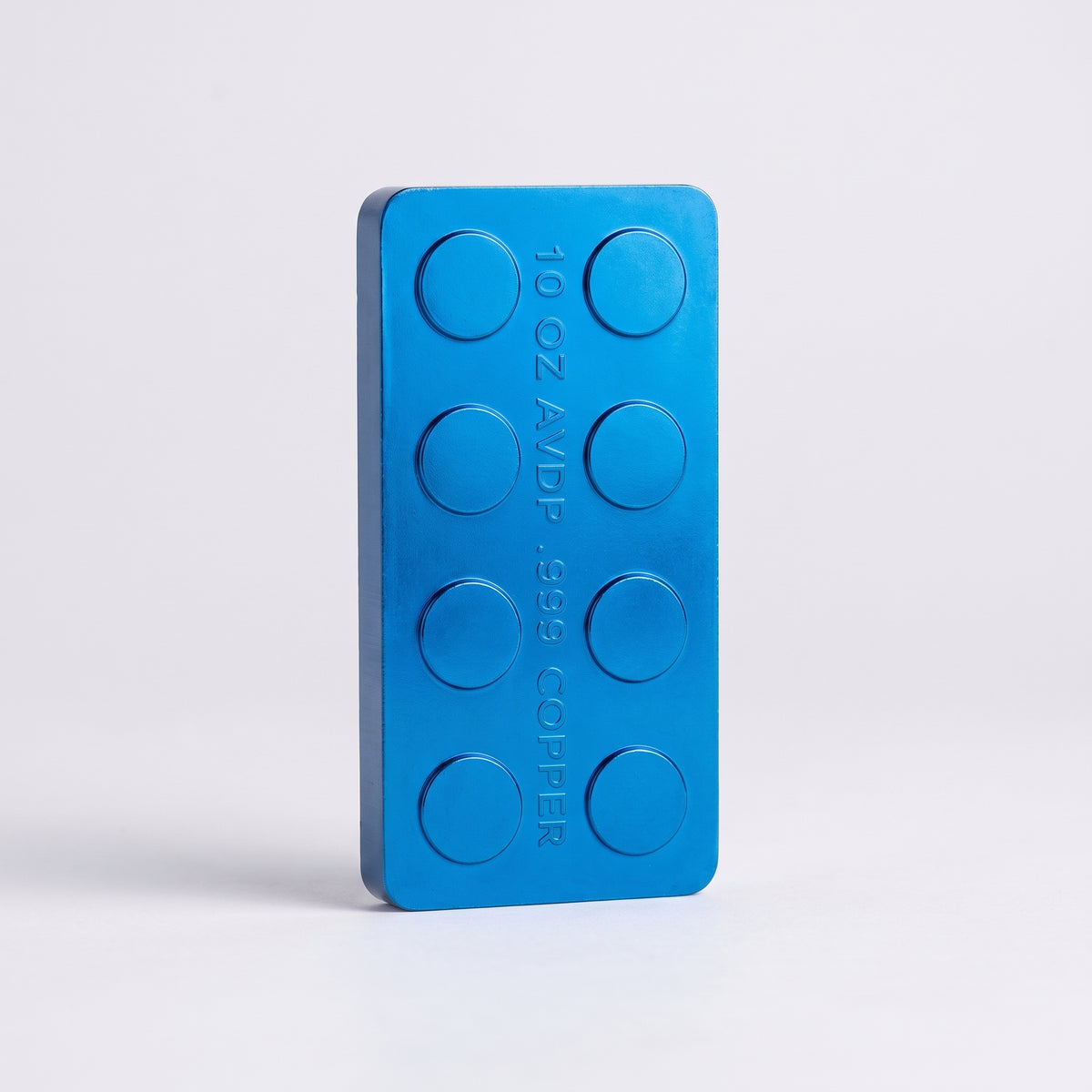 Blue Copper Building Block Bar 10 oz 2026 – front with studs