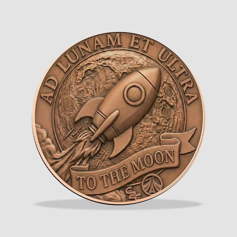 Diamond Hands 5 oz Copper Round – Ad Lunam et Ultra rocket and moon, To the Moon