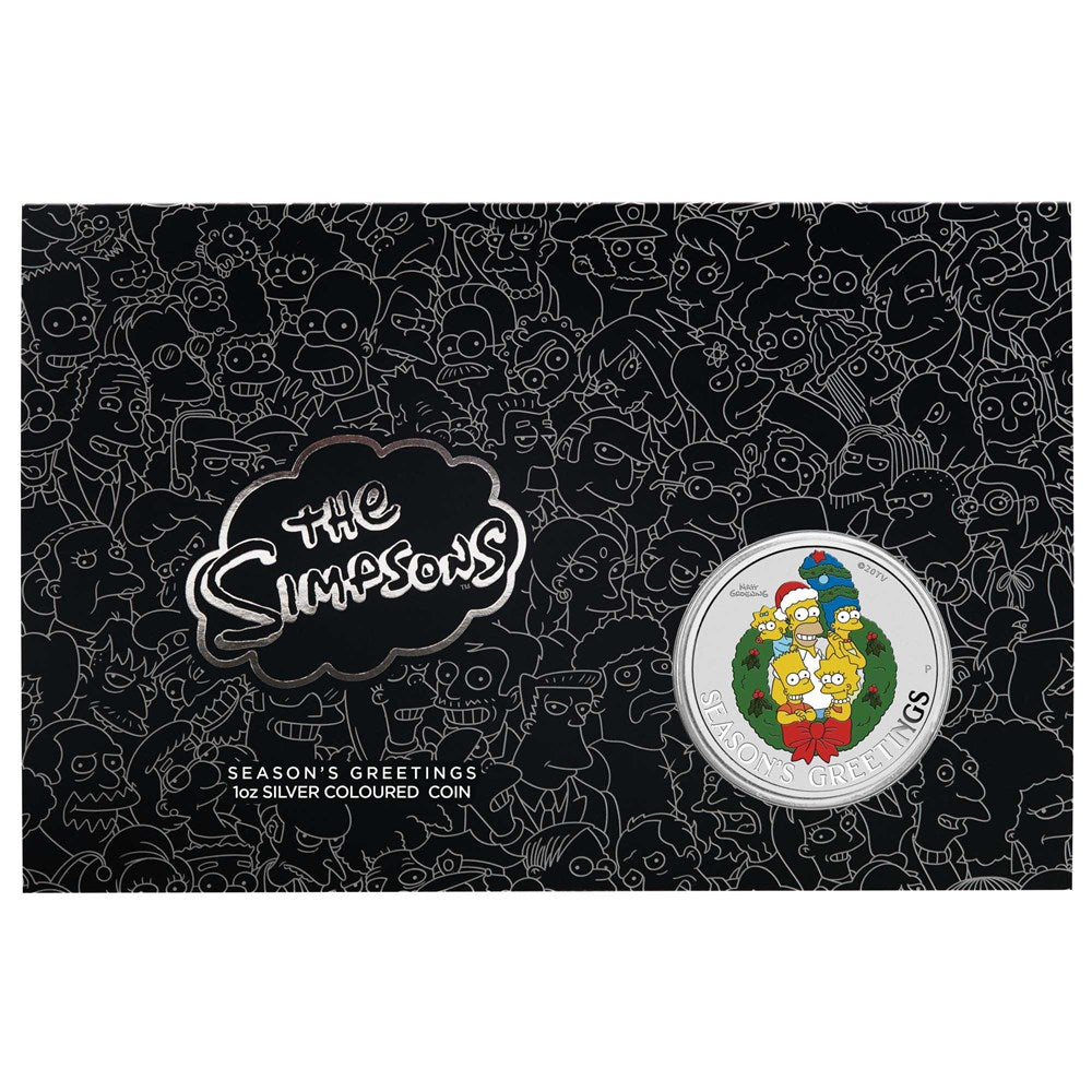 The Simpsons Season’s Greetings 2022 1oz Silver Coloured Coin in Card