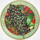 Germania 2019 5 Mark Bejeweled Oak Leaf Green 1 Oz 999 Silver Coin