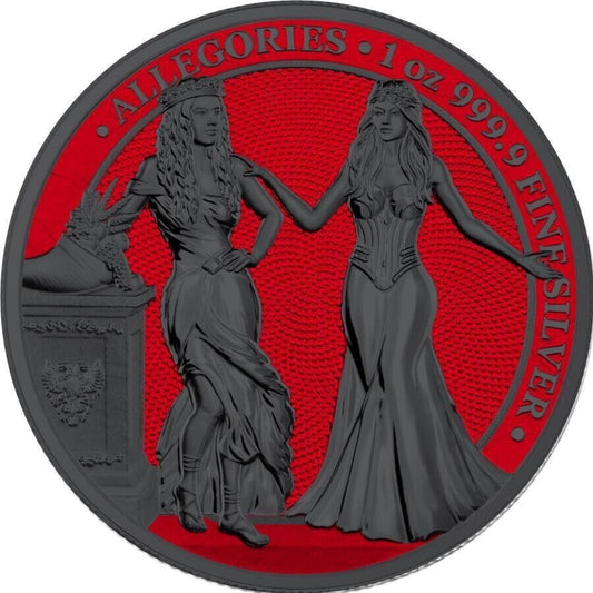 1 OZ SILVER COIN 2020 5 MARK ITALIA & GERMANIA ALLEGORIES - SPACE RED COIN