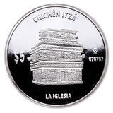 Mexico 5 Pesos ,3 Pcs Silver Coin Set, 2007 (2012) Chichen Itza Maya Stone House