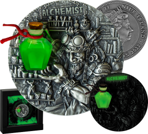 THE ALCHEMIST 2 Oz Silver Fluorescent 3D Coin 5$ Niue 2022