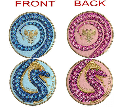 2 X 1 OZ SILVER COIN 2020 5 MARK FAFNIR SET - BLUE PINK NO 3 BIG DOTS CRYSTALS