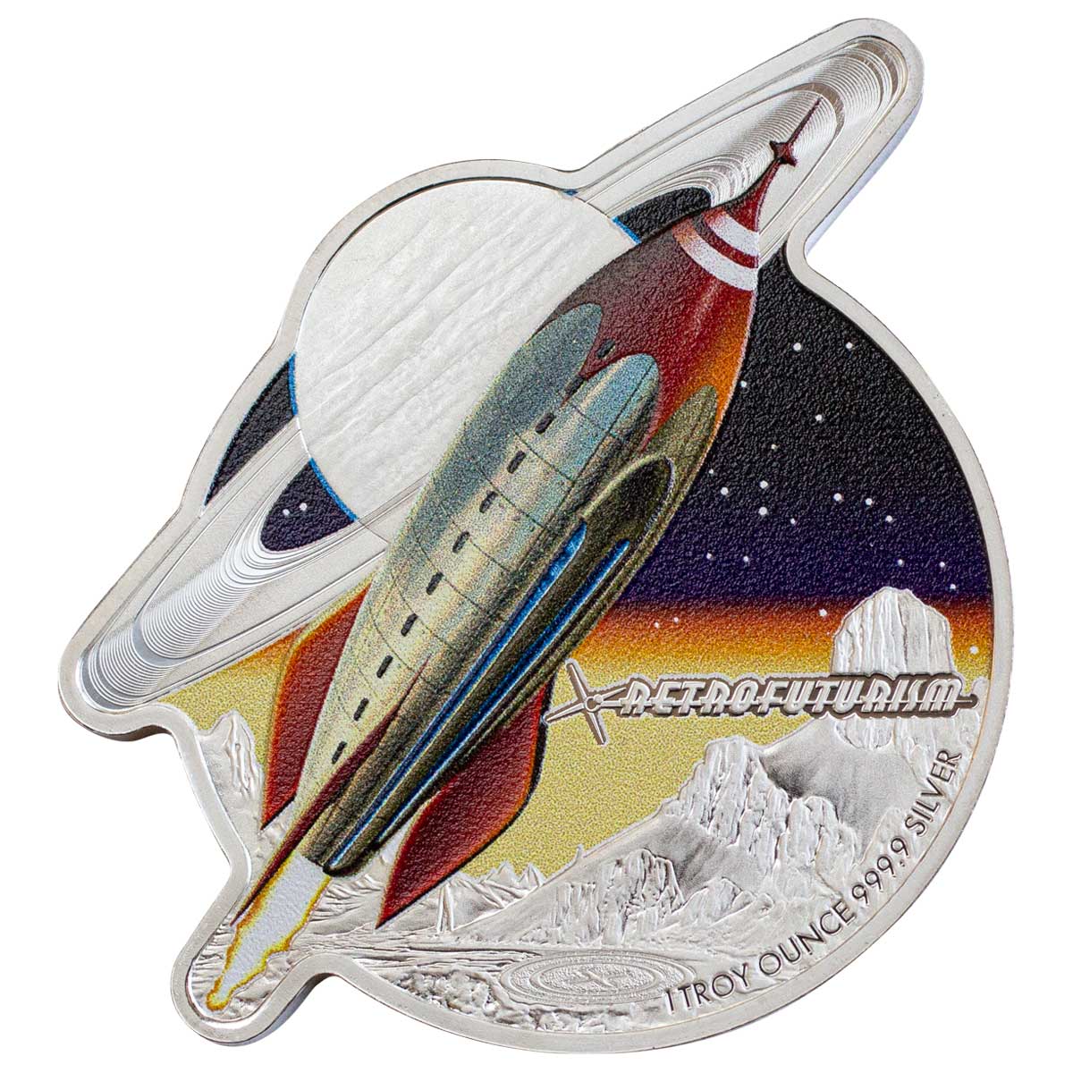 RETRO-FUTURISM ROCKET 2021 Solomon Islands $2 1oz Silver Coin