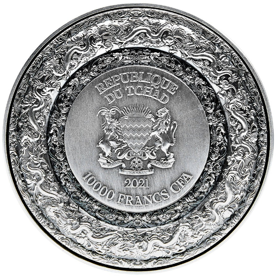 FORBIDDEN DRAGON 2 Oz Silver Coin 5000 Francs Chad 2023