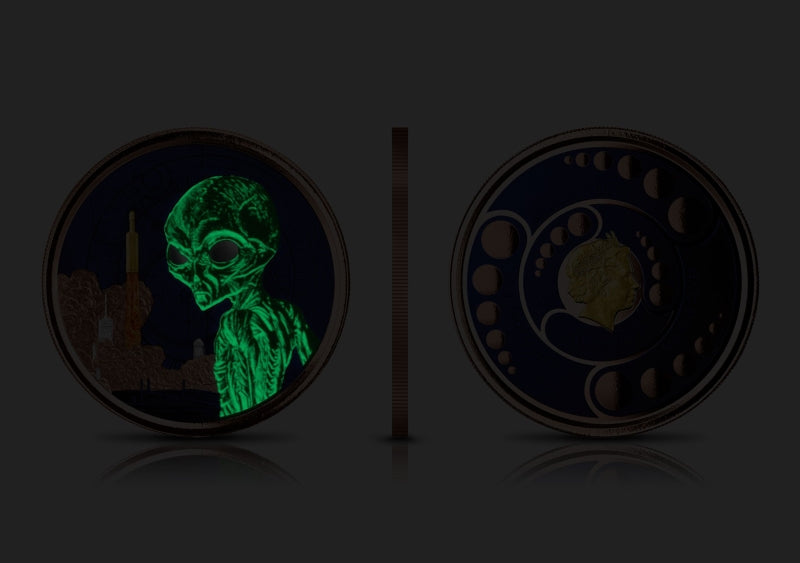 2021 GHANA 5 CEDIS - ALIEN ET UFO - G&R GLOW IN THE DARK