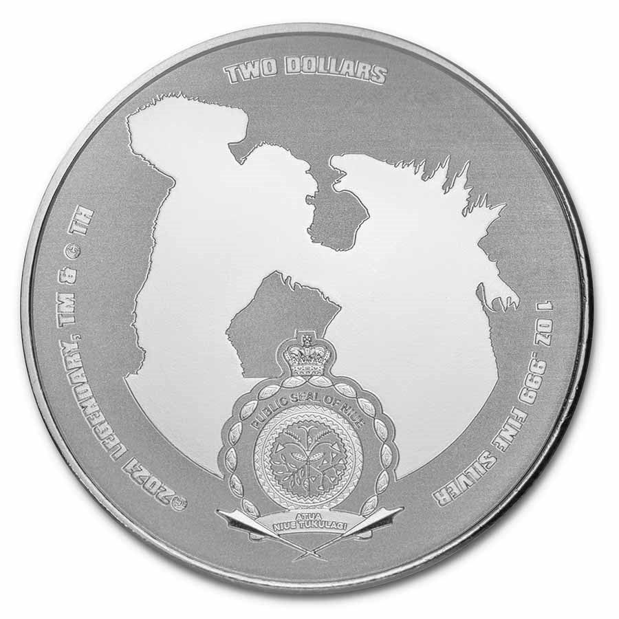 2021 Niue 1 oz Silver Colorized Godzilla vs. Kong 2-Coin Se
