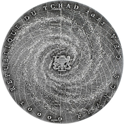 MILKY WAY S Shaped 2 Oz Silver Coin 10000 Francs Chad 2022