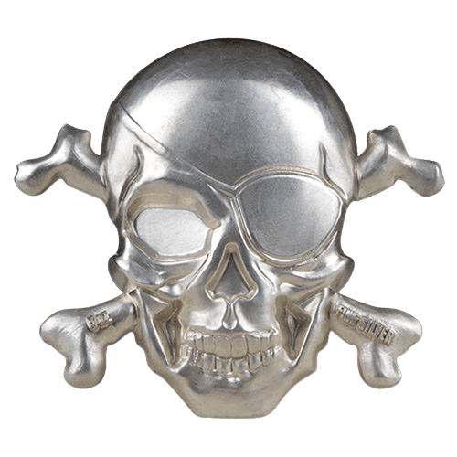 TREASURE ISLAND SKULL 2022 5 OZ .999 PURE SILVER COIN – BARBADOS