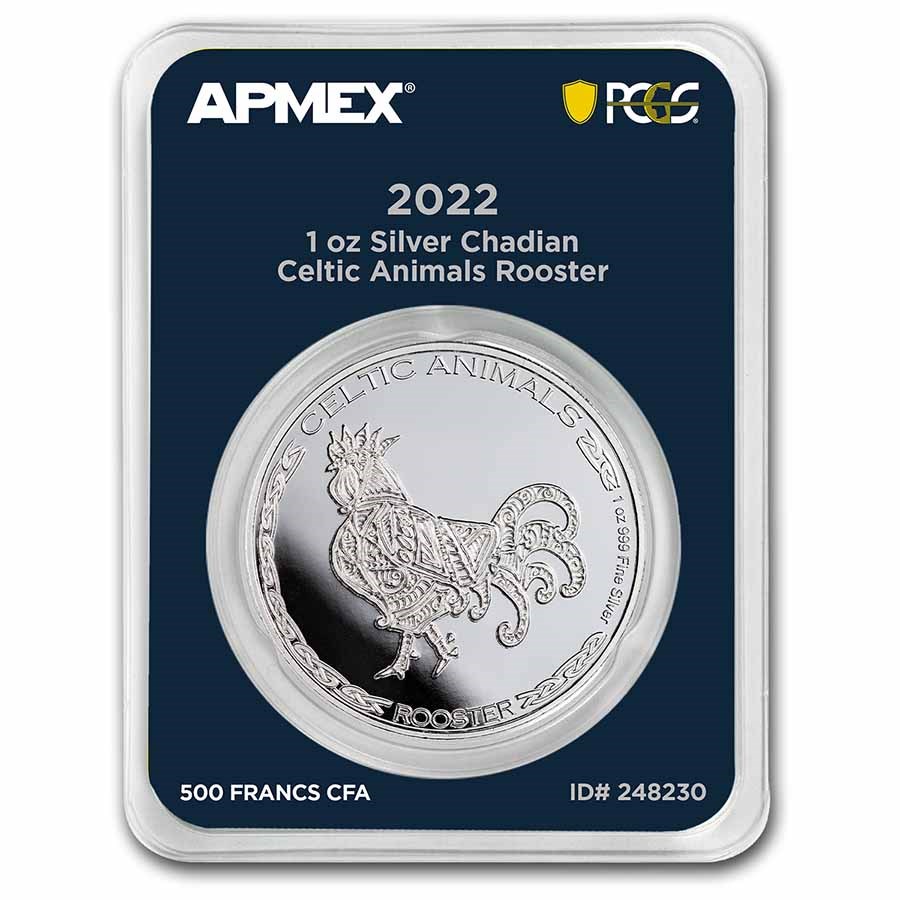 2022 Chad 1 oz Silver Celtic Rooster(MD® Premier + PCGS FS)