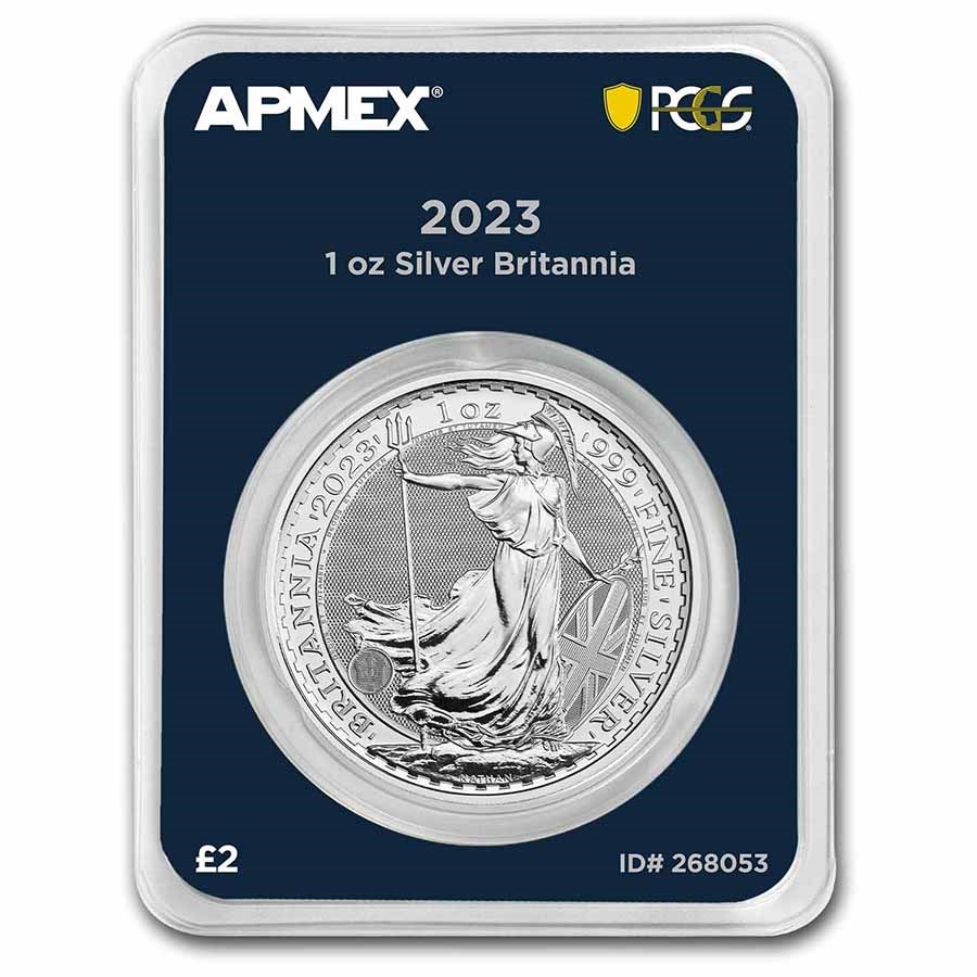 2023 GB 1 oz Silver Britannia MD® Premier + PCGS® (King Charles)