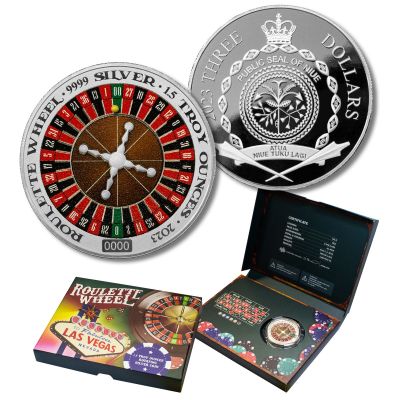 ROULETTE WHEEL SPINNING 2023 1.5 OZ PURE SILVER COIN – NIUE – PAMP SA