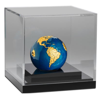 3 oz. Pure Silver Coin - Blue Marble with Gold Plating