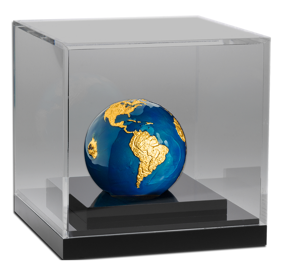 3 oz. Pure Silver Coin - Blue Marble with Gold Plating
