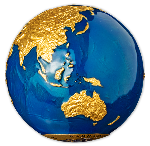 3 oz. Pure Silver Coin - Blue Marble with Gold Plating