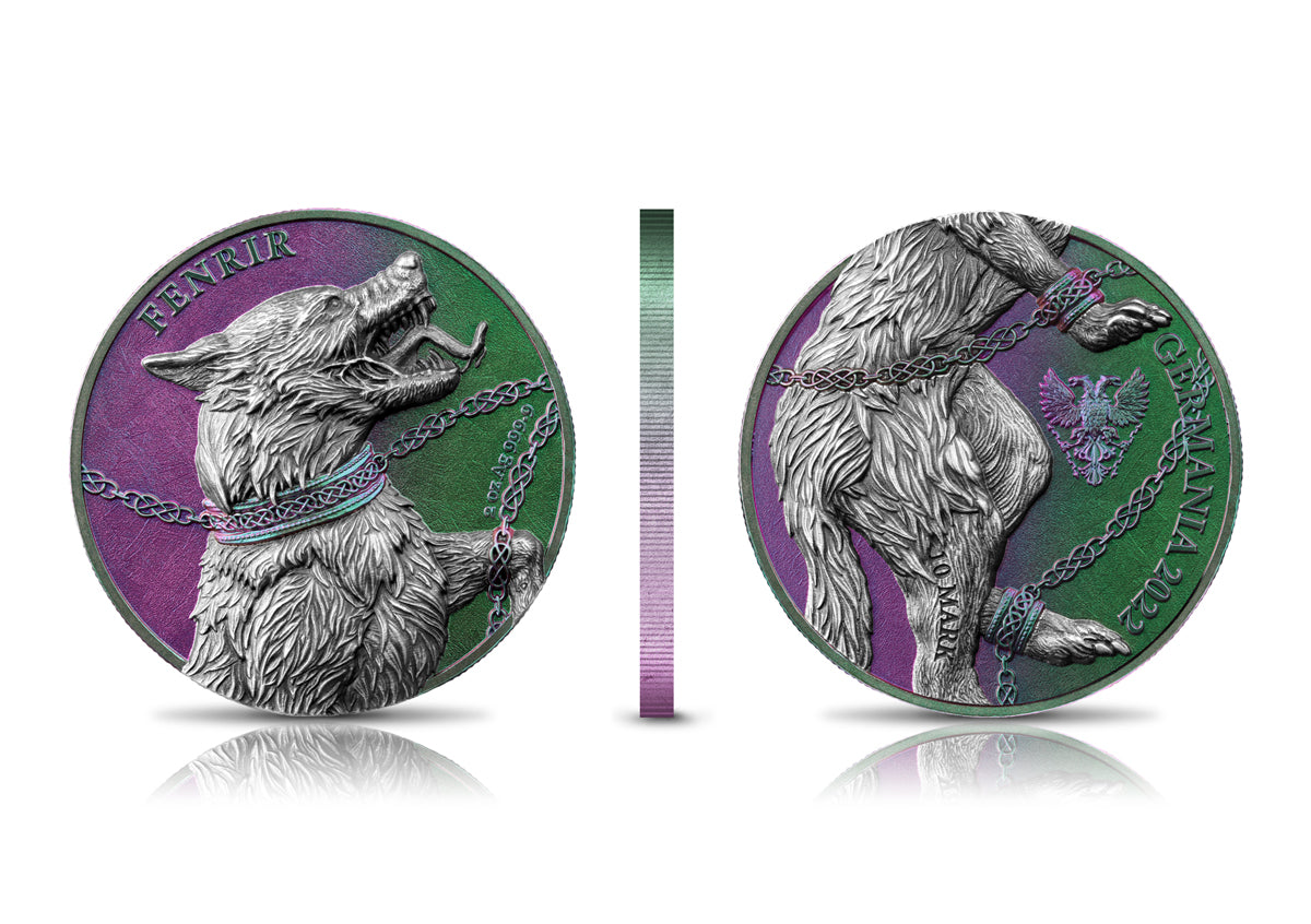 FENRIR GERMANIA BEASTS 2022 10 MARK 2 OZ PURE SILVER BRILLIANT UNCIRCULATED ROUND IN CAPSULE