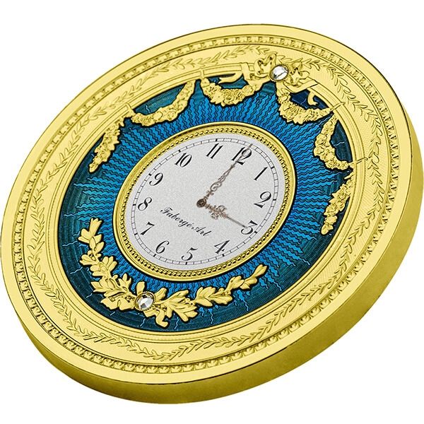 BLUE TABLE CLOCK Faberge 1 Oz Silver Coin 1$ Niue 2022