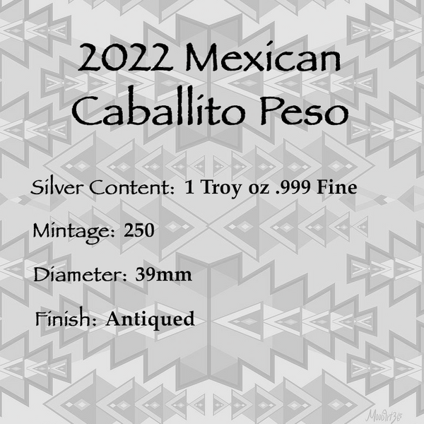 2022 Mexico Mexican Caballito Peso 1 Oz Silver Antiqued Round