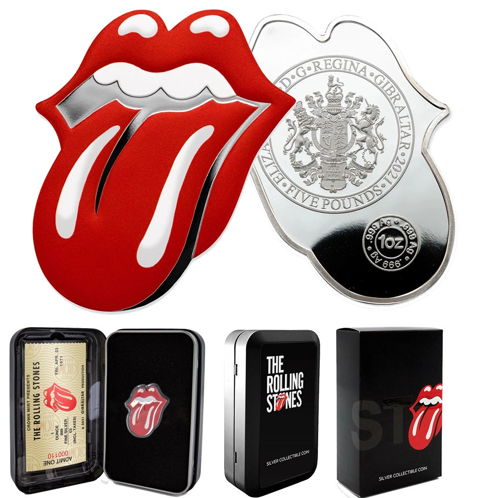 2021 £5 Rolling Stones Tongue and Lips 1oz Silver Coin