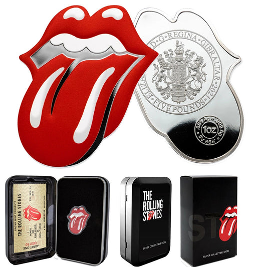 2021 £5 Rolling Stones Tongue and Lips 1oz Silver Coin