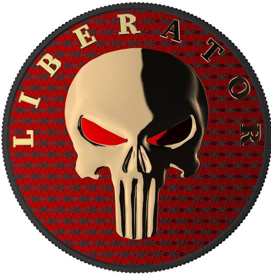 THE LIBERATOR RED 2021 ONE SOUL 1 OZ .999 FINE SILVER ROUND WITH GOLD GILDING – DARK SIDE CAD 129.99