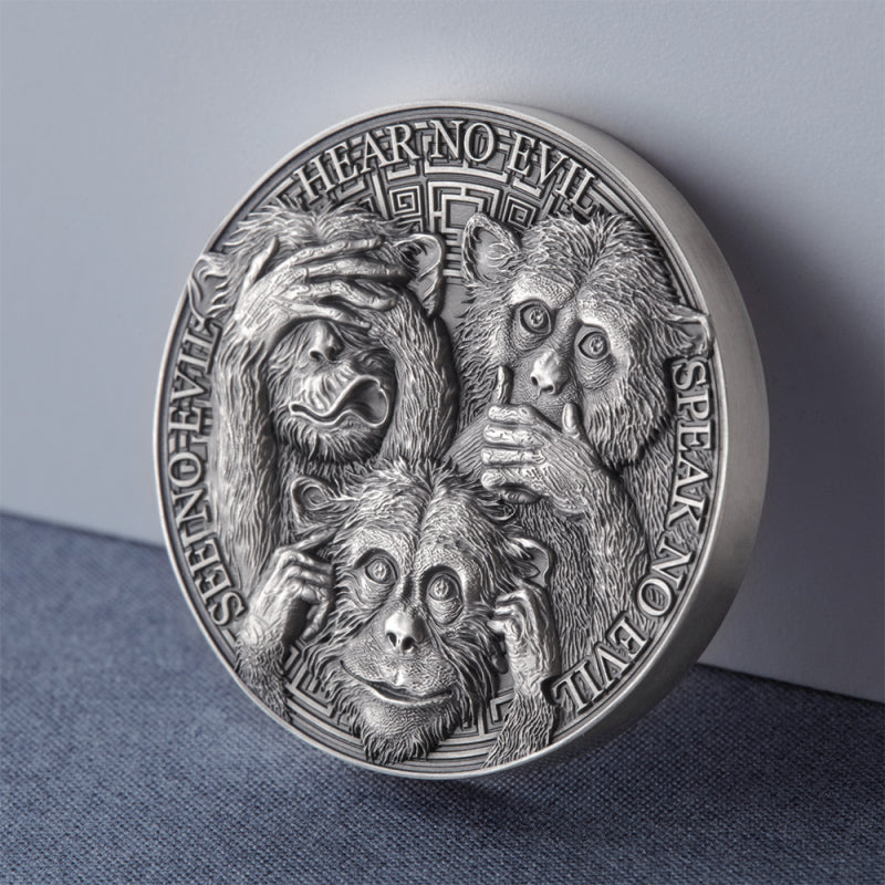 THREE WISE MONKEYS 1 Oz Silver Coin 2022