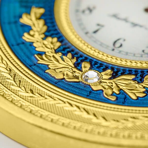 BLUE TABLE CLOCK Faberge 1 Oz Silver Coin 1$ Niue 2022